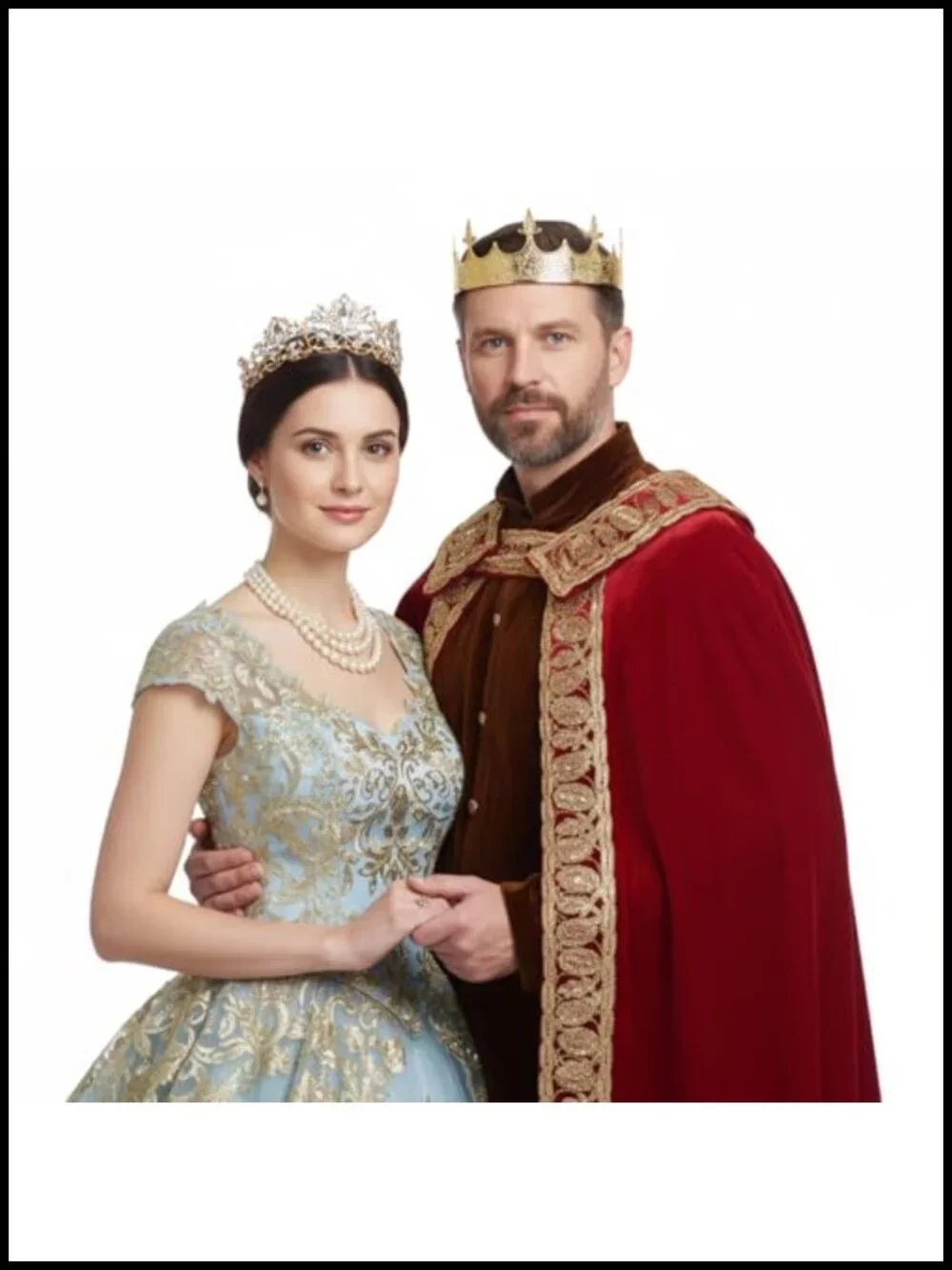 King Queen Crown Set Baroque Costume Tiara Couple Cosplay Halloween Party